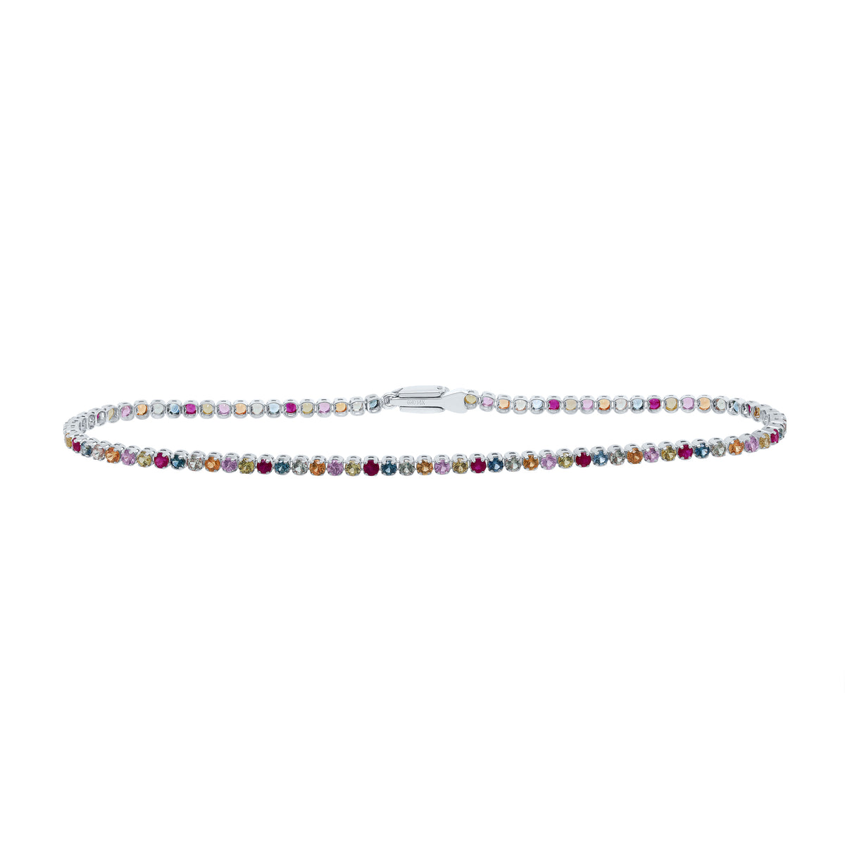2 1/2CTW RD-NAT GEM MULTI CLR SAPPHIRE TENNIS BRACELET (7 INCH)