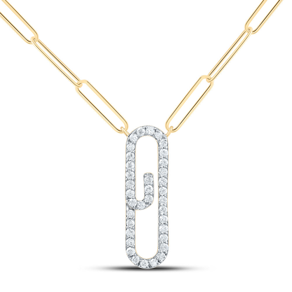 1/4CTW-DIA CN FASHION PAPER CLIP NECKLACE (18 INCH)