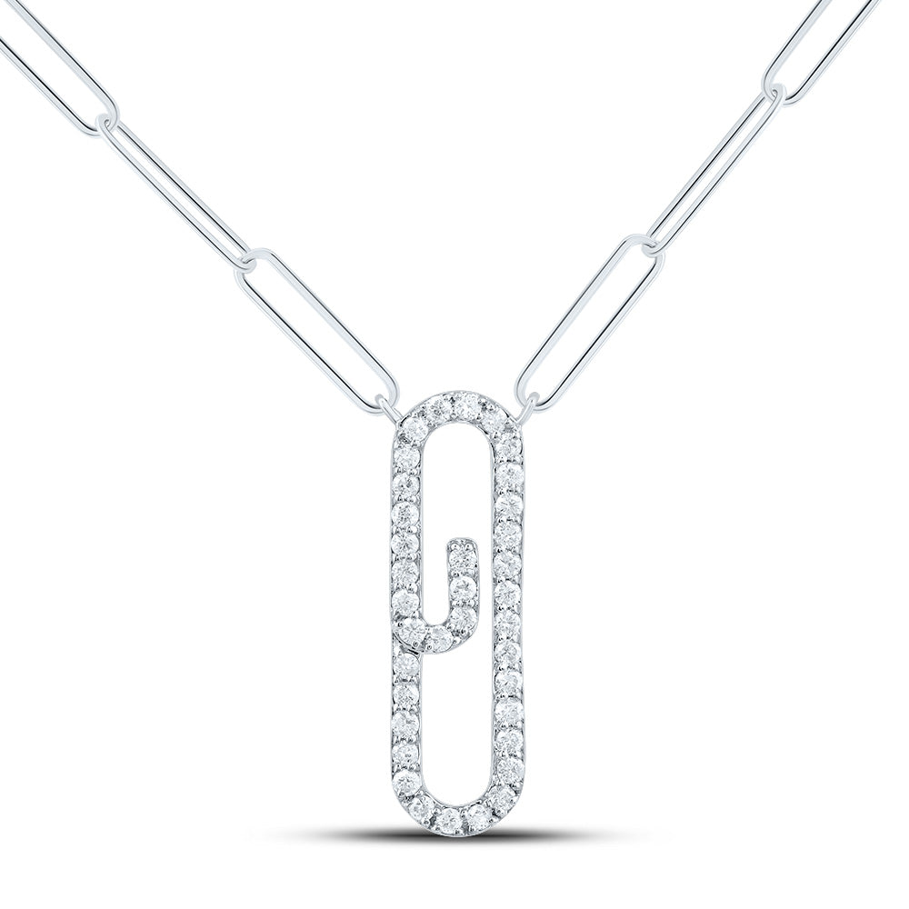 1/4CTW-DIA CN FASHION PAPER CLIP NECKLACE (18 INCH)