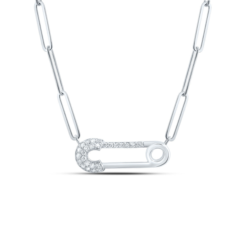1/8CTW-DIA CN FASHION SAFETY PIN NECKLACE (18 INCH)