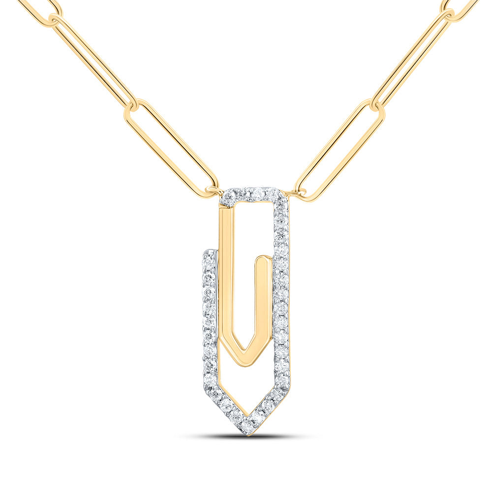 1/6CTW-DIA CN FASHION PAPER CLIP NECKLACE (18 INCH)