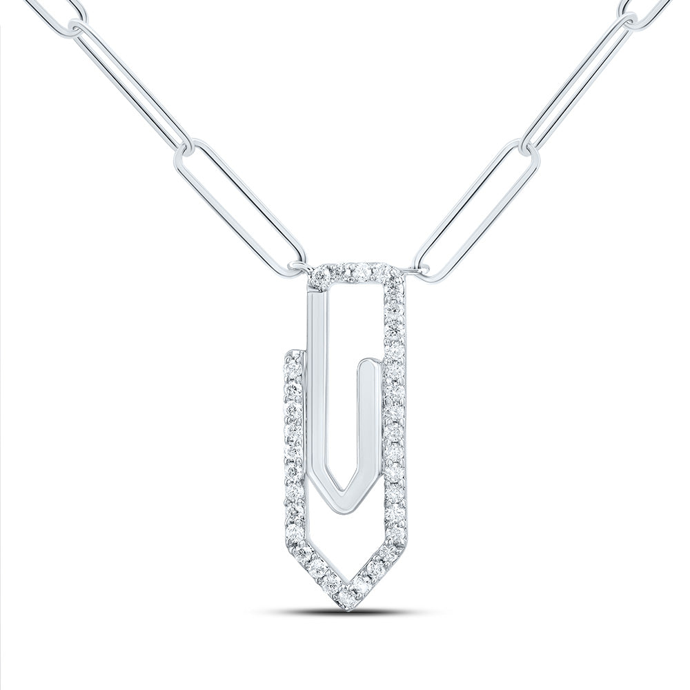 1/6CTW-DIA CN FASHION PAPER CLIP NECKLACE (18 INCH)