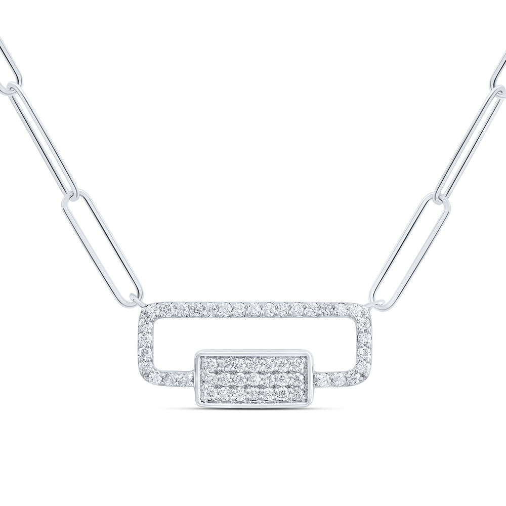 1/4CTW-DIA CN FASHION PAPER CLIP NECKLACE (18 INCH)