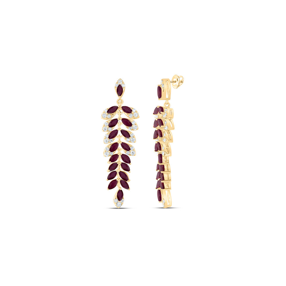 5/8CTW-DIA ANA M 2 3/4CTW-MQ-RUBY NAT GEM DANGLING EARRING