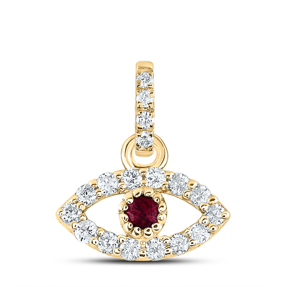 1/12CTW-DIA ANA M 1.7MM RD-RUBY NAT GEM EYE PENDANT