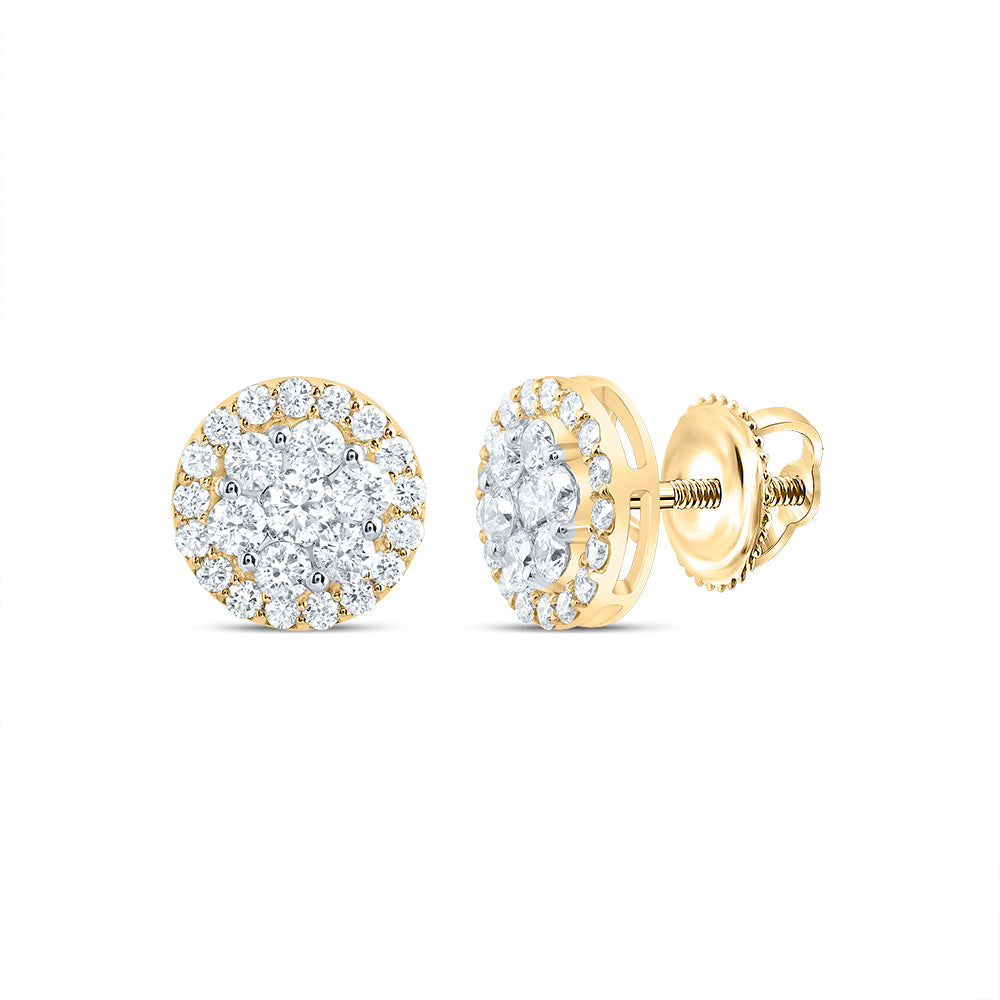 1 3/8CTW DIA CN ROUND FLOWER STUD EARRING