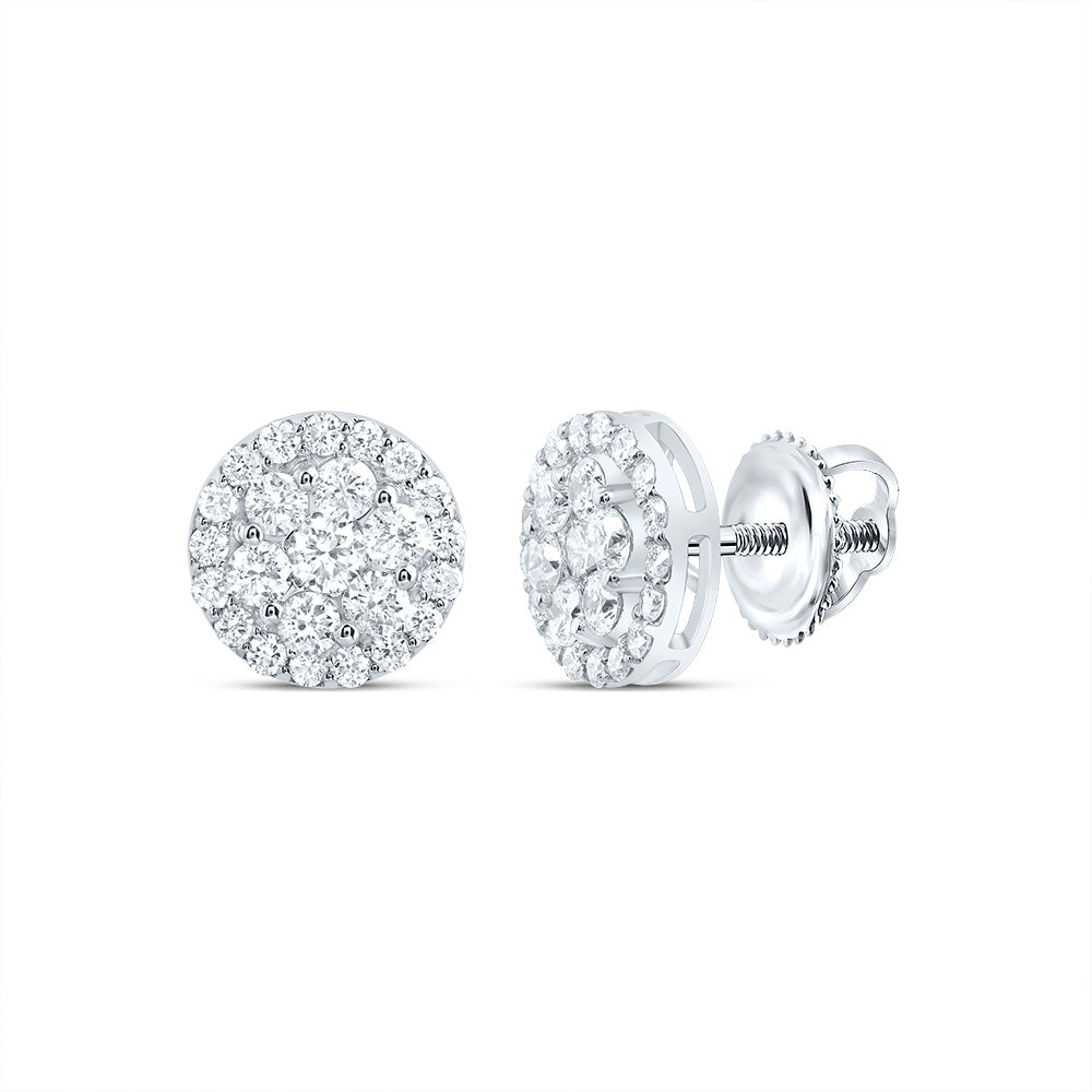 1 3/8CTW DIA CN ROUND FLOWER STUD EARRING