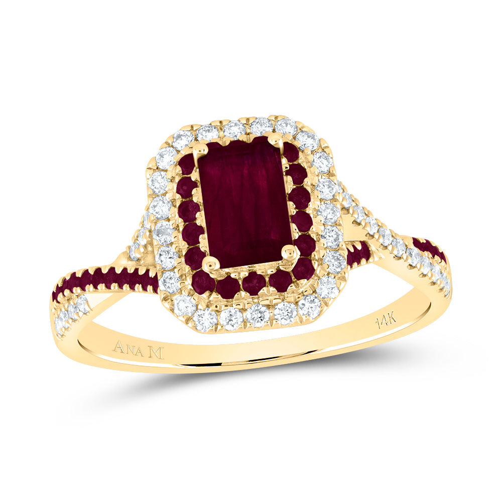 1/5CTW-DIA ANA M 1/5CTW-RD-RU 6X4MM EM-RU NAT GEM DOUBLE HALO BRIDAL RING