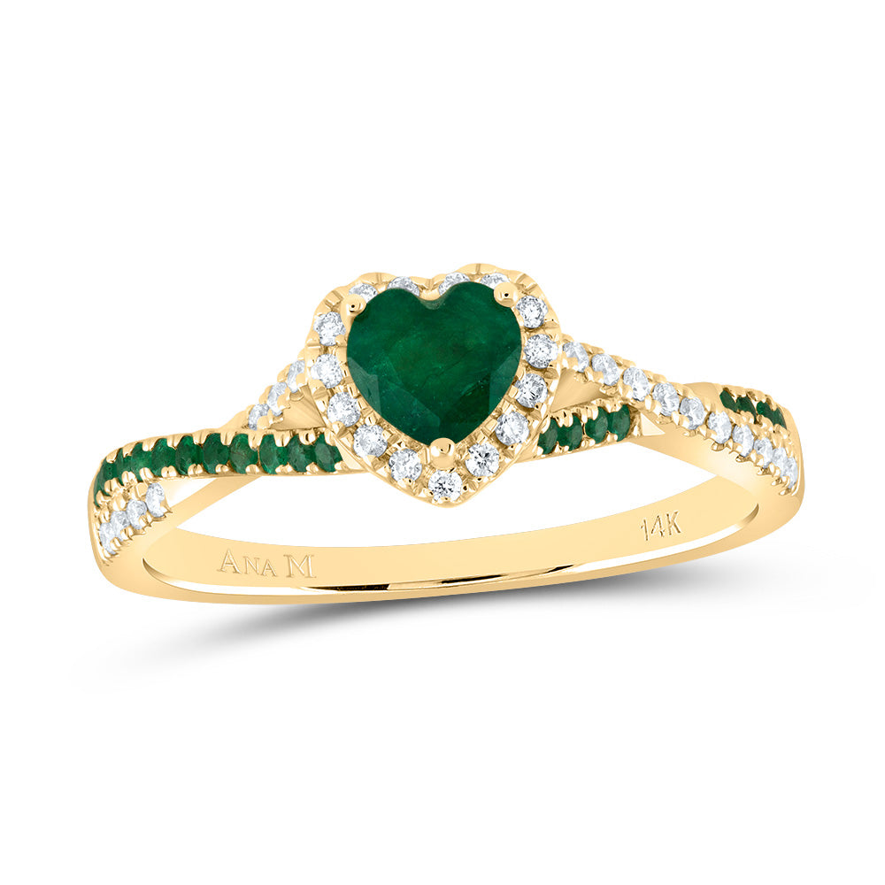 1/8CTW-DIA ANA M 1/10CTW-RD-EM 4.5MM HT-EM NAT GEM SINGLE HALO BRIDAL RING