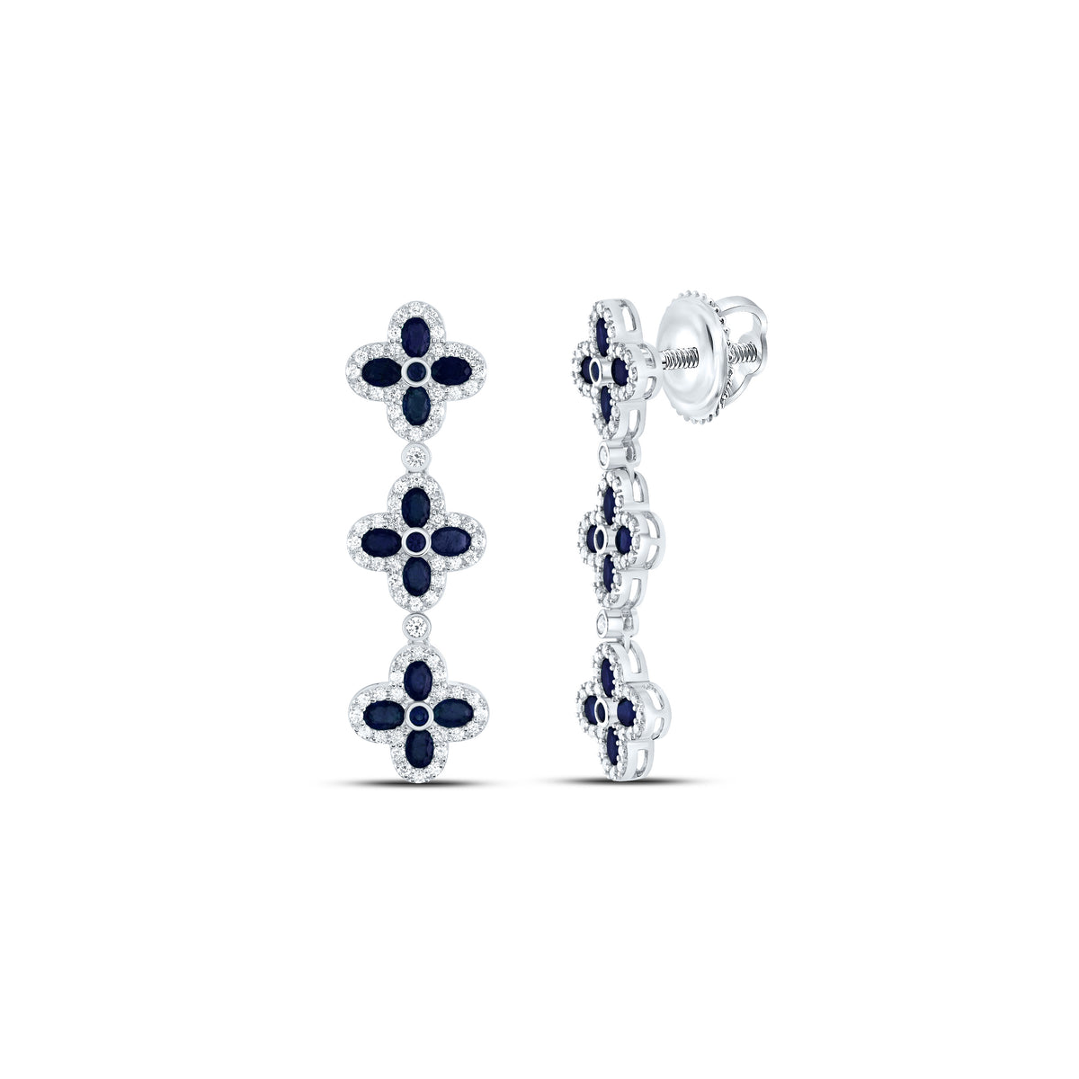1 1/5CTW-DIA ANA M 3 1/2CTW-OV-BS, 1/5CTW-RD-BS, NAT GEM DANGLING EARRING
