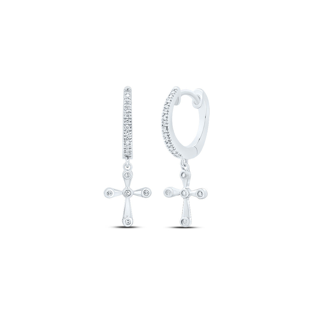 1/8 CTW-DIA NK CROSS DANGLING EARRING