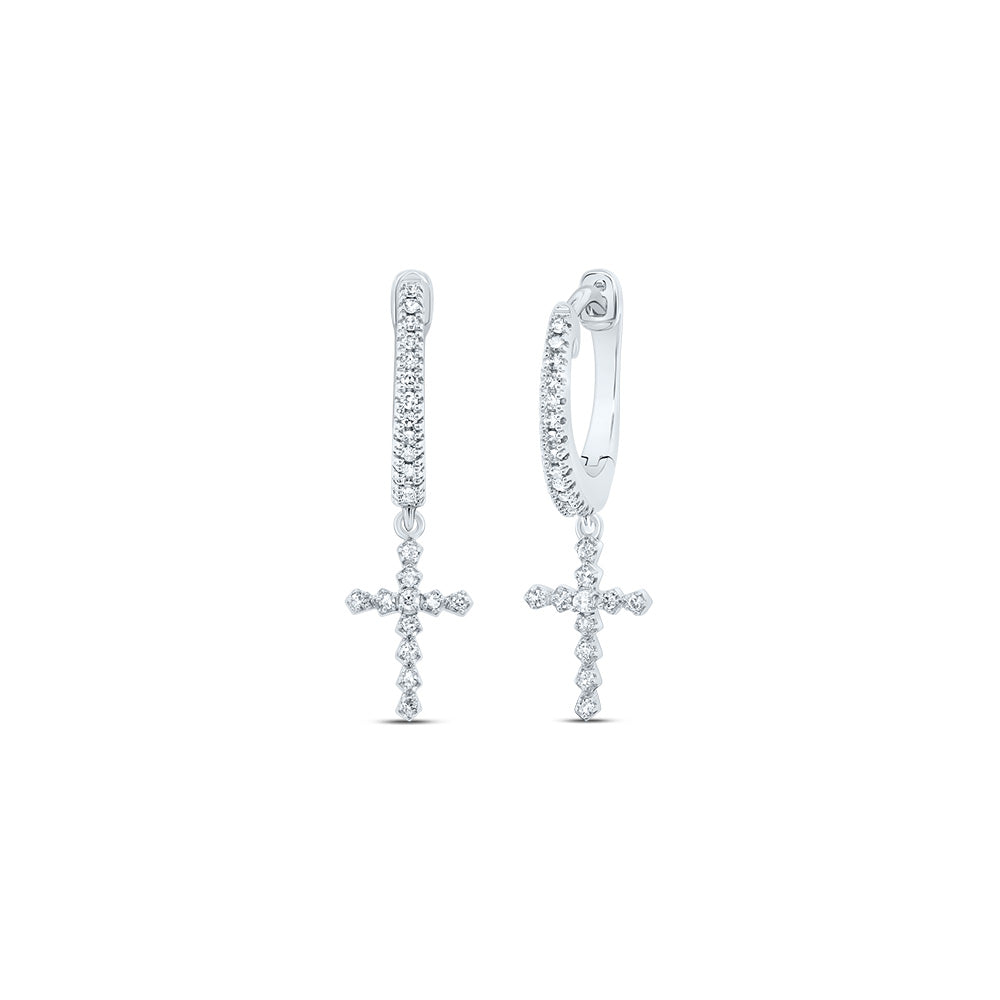 1/6 CTW-DIA NK CROSS DANGLING EARRING