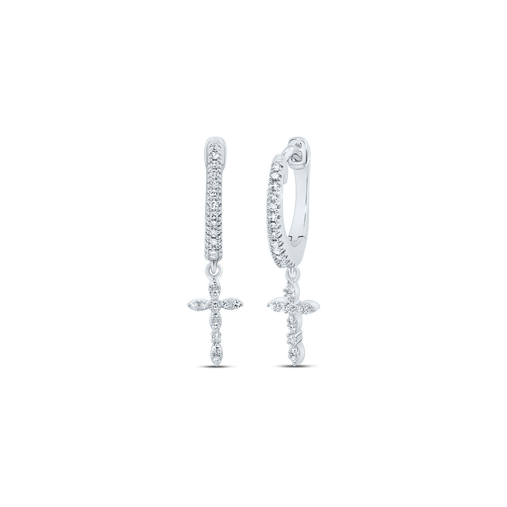 1/8 CTW-DIA NK CROSS DANGLING EARRING