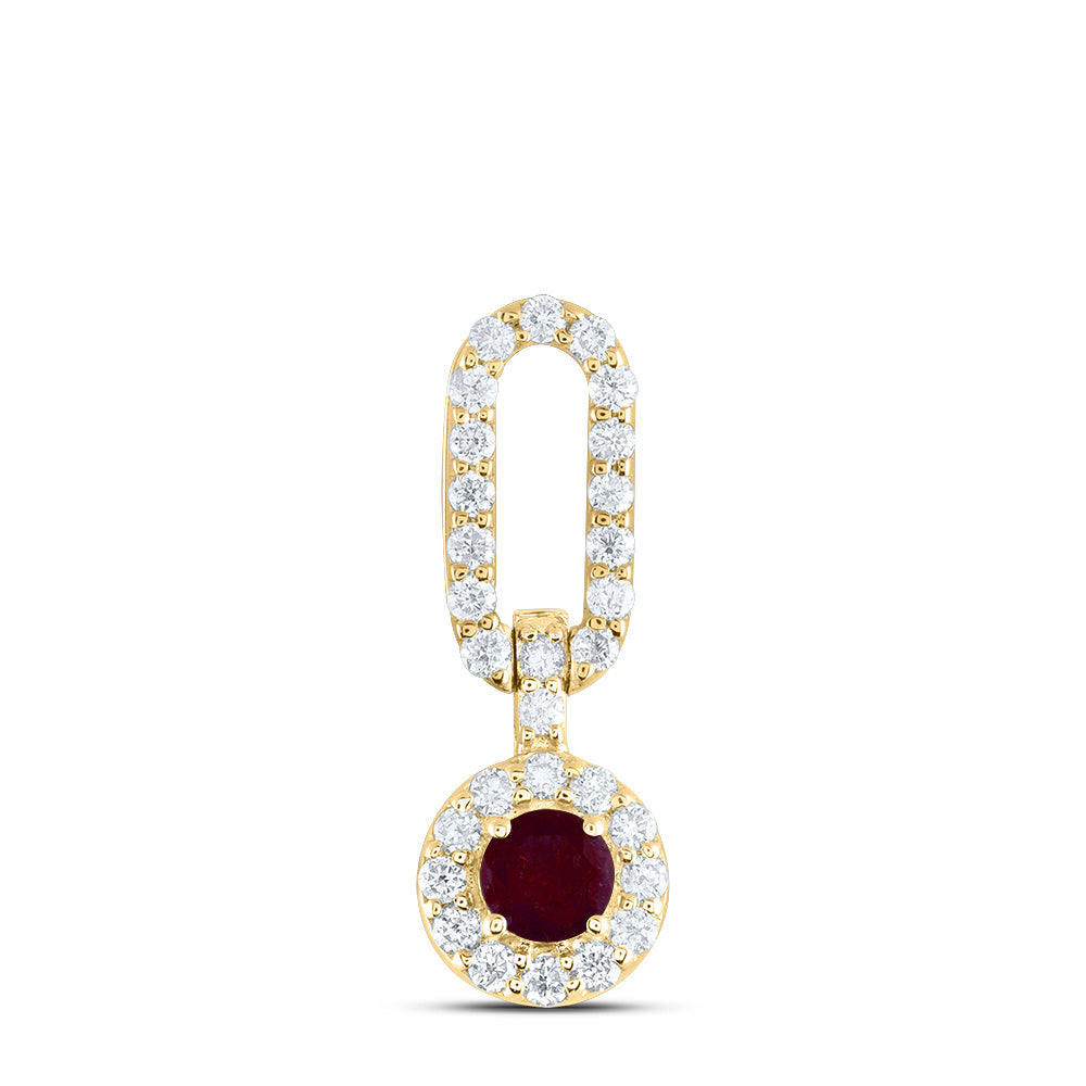 1/6CTW-DIA ANA M 1/8CTW RD-RU NAT GEM PAPER CLIP PENDANT