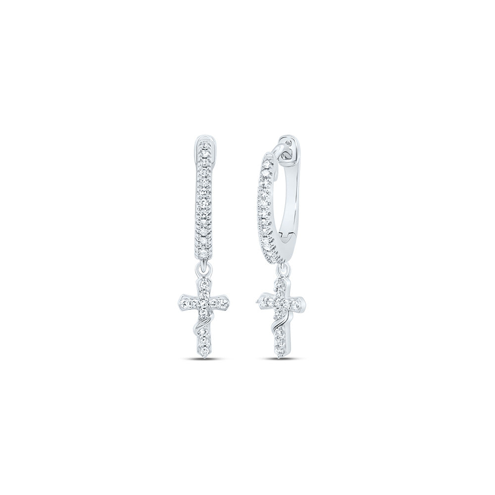 1/6 CTW-DIA NK CROSS DANGLING EARRING