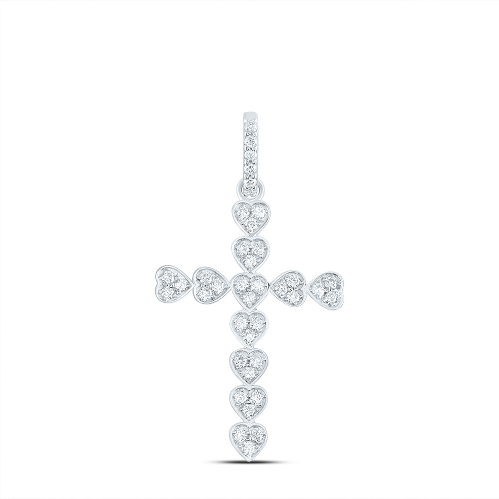 1/2CTW-DIA ANA M FASHION HEART CROSS PENDANT