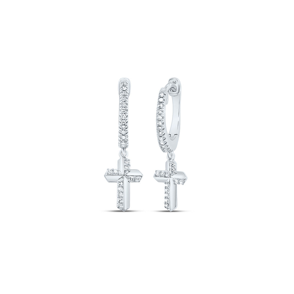 1/6 CTW-DIA NK CROSS DANGLING EARRING
