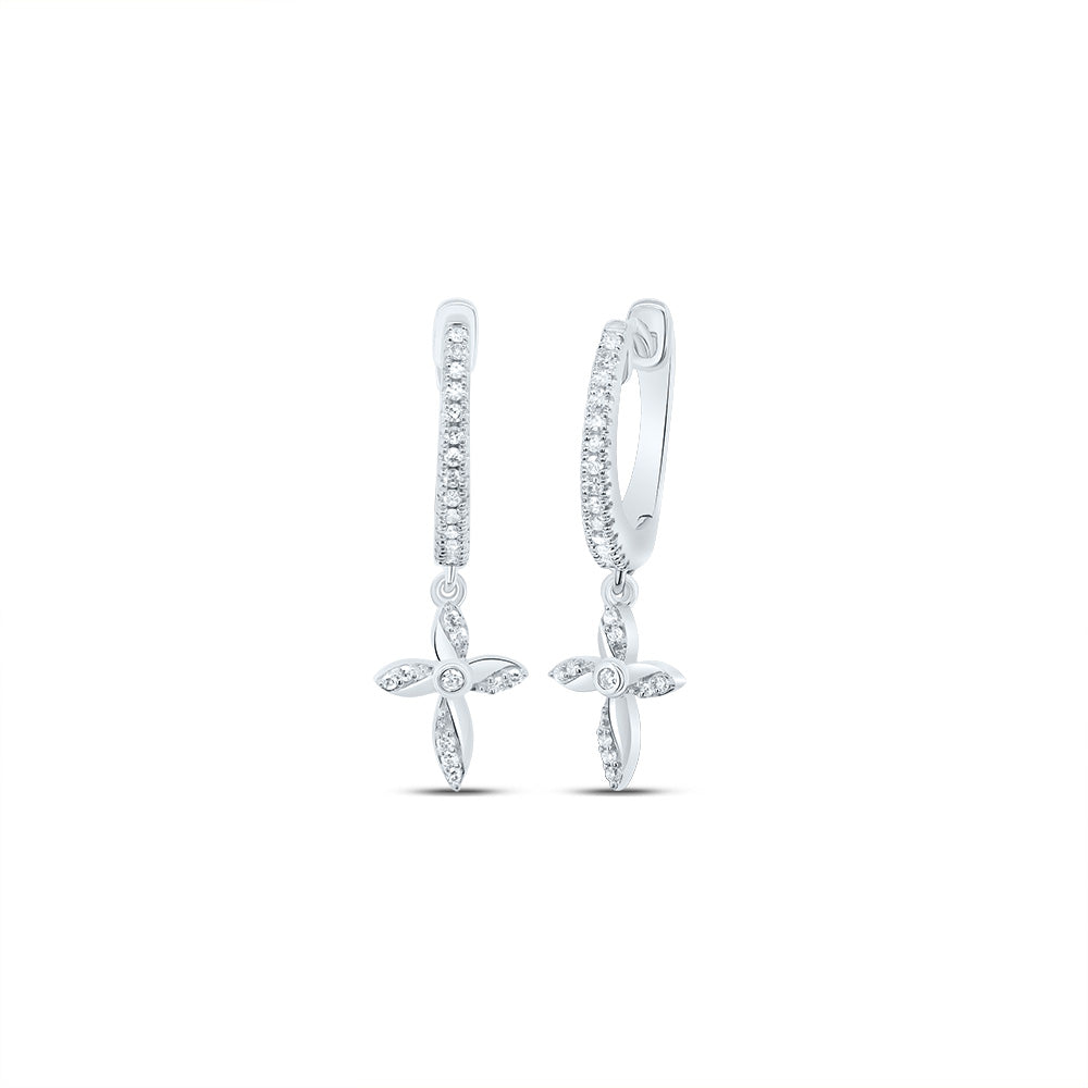 1/8 CTW-DIA NK CROSS DANGLING EARRING