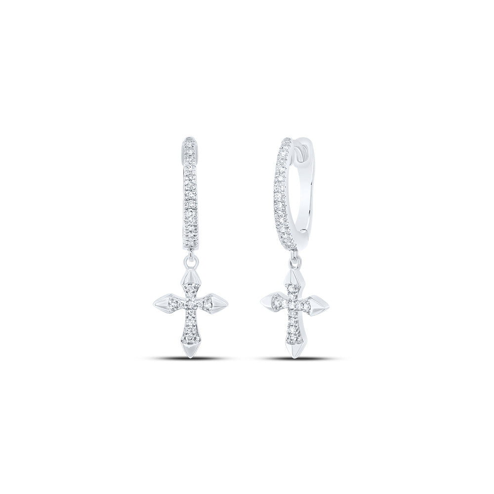 1/6 CTW-DIA NK CROSS DANGLING EARRING