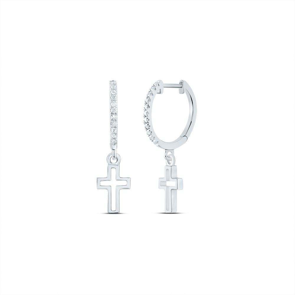 1/10CTW-DIA ANA M FASHION CROSS DANGLING EARRING