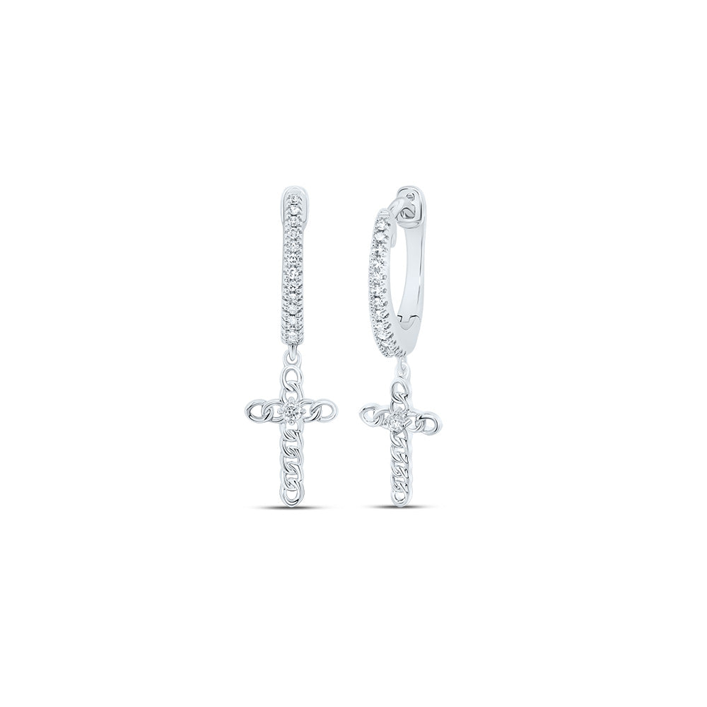 1/8 CTW-DIA NK CROSS DANGLING EARRING