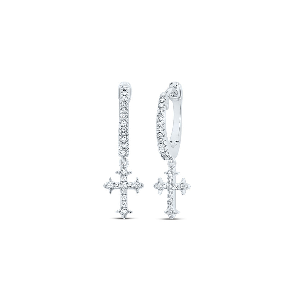 1/6 CTW-DIA NK CROSS DANGLING EARRING
