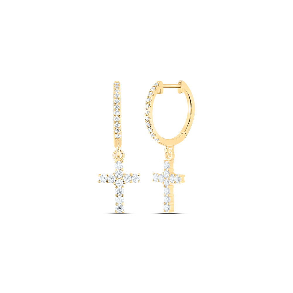 3/8CTW-DIA ANA M FASHION CROSS DANGLING EARRING