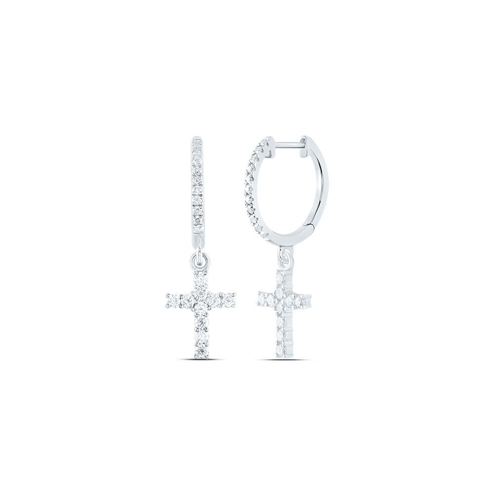 3/8CTW-DIA ANA M FASHION CROSS DANGLING EARRING