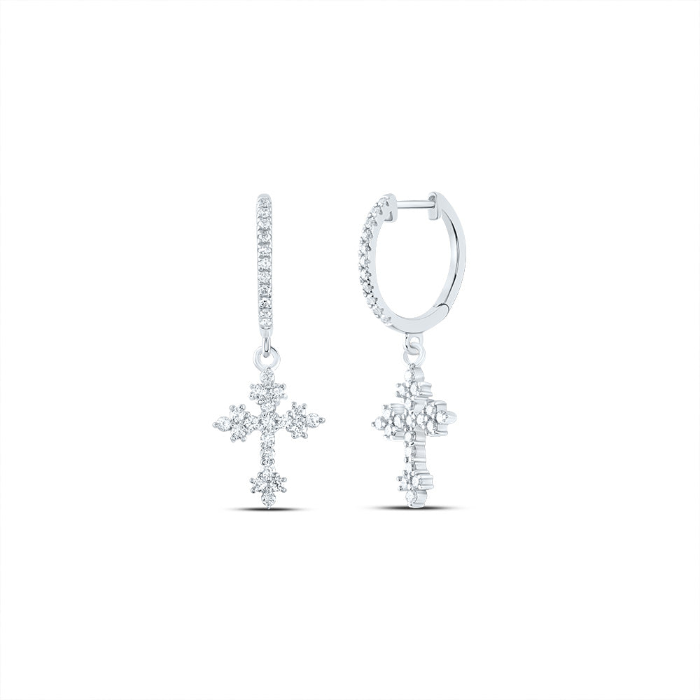 3/8CTW-DIA ANA M FASHION CROSS DANGLING EARRING