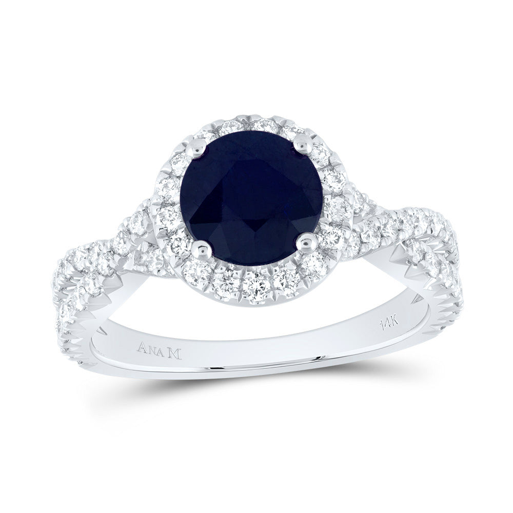 3/4CTW-DIA ANA M 7MM-RD-BS NAT GEM SINGLE HALO ENGAGEMENT RING