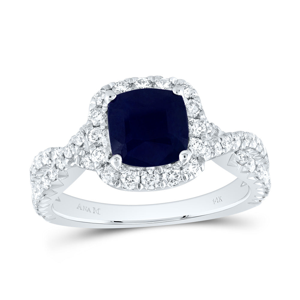 3/4CTW-DIA ANA M 7MM-CU-BS NAT GEM SINGLE HALO ENGAGEMENT RING