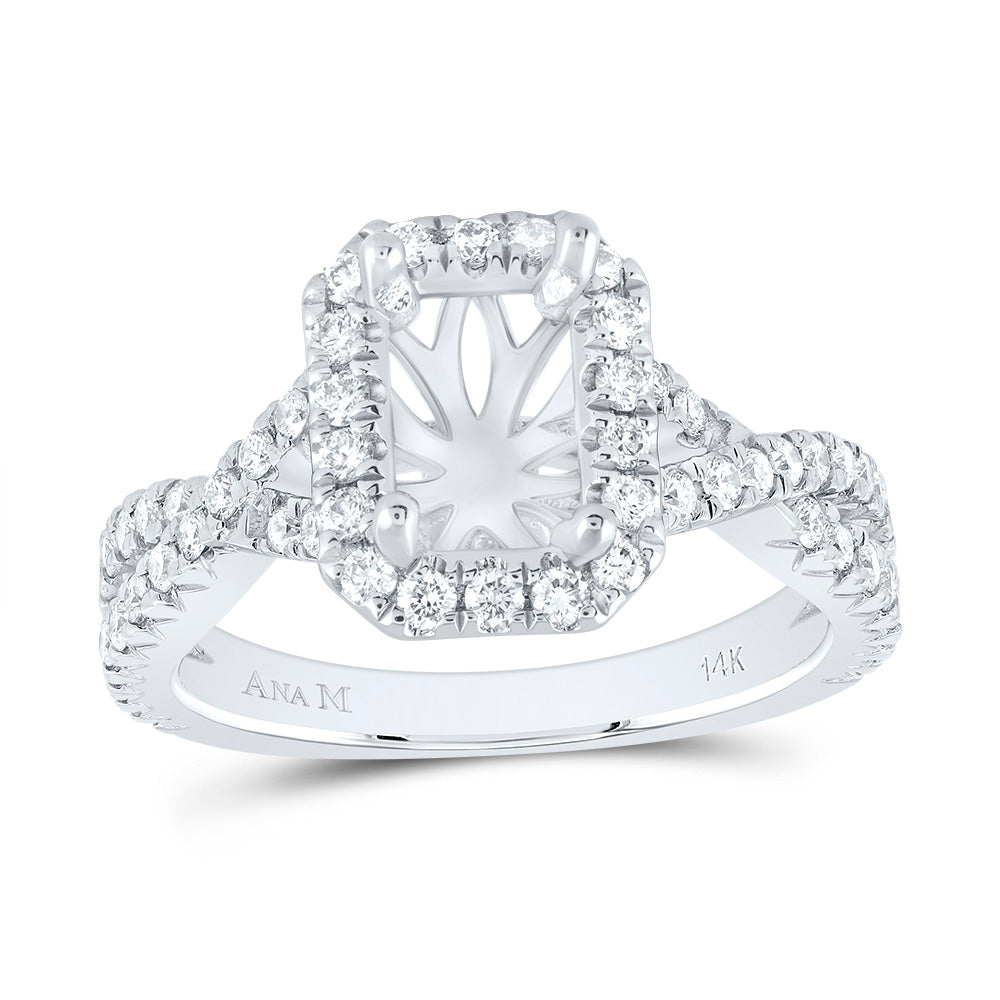 3/4CTW-DIA ANA M 1 3/4CT-COCT SEMI-MOUNT SINGLE HALO ENGAGEMENT RING