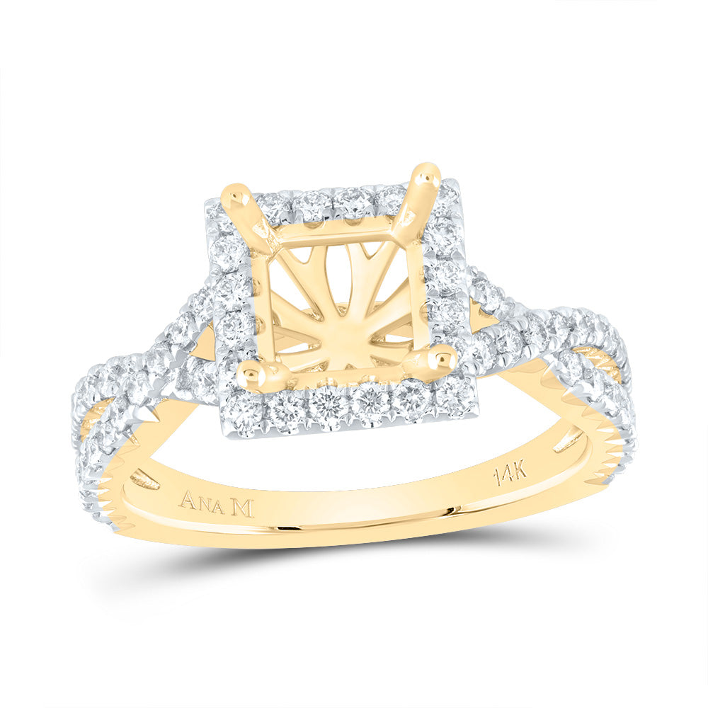 3/4CTW-DIA ANA M 1 1/2CT-CPR SEMI-MOUNT SINGLE HALO ENGAGEMENT RING