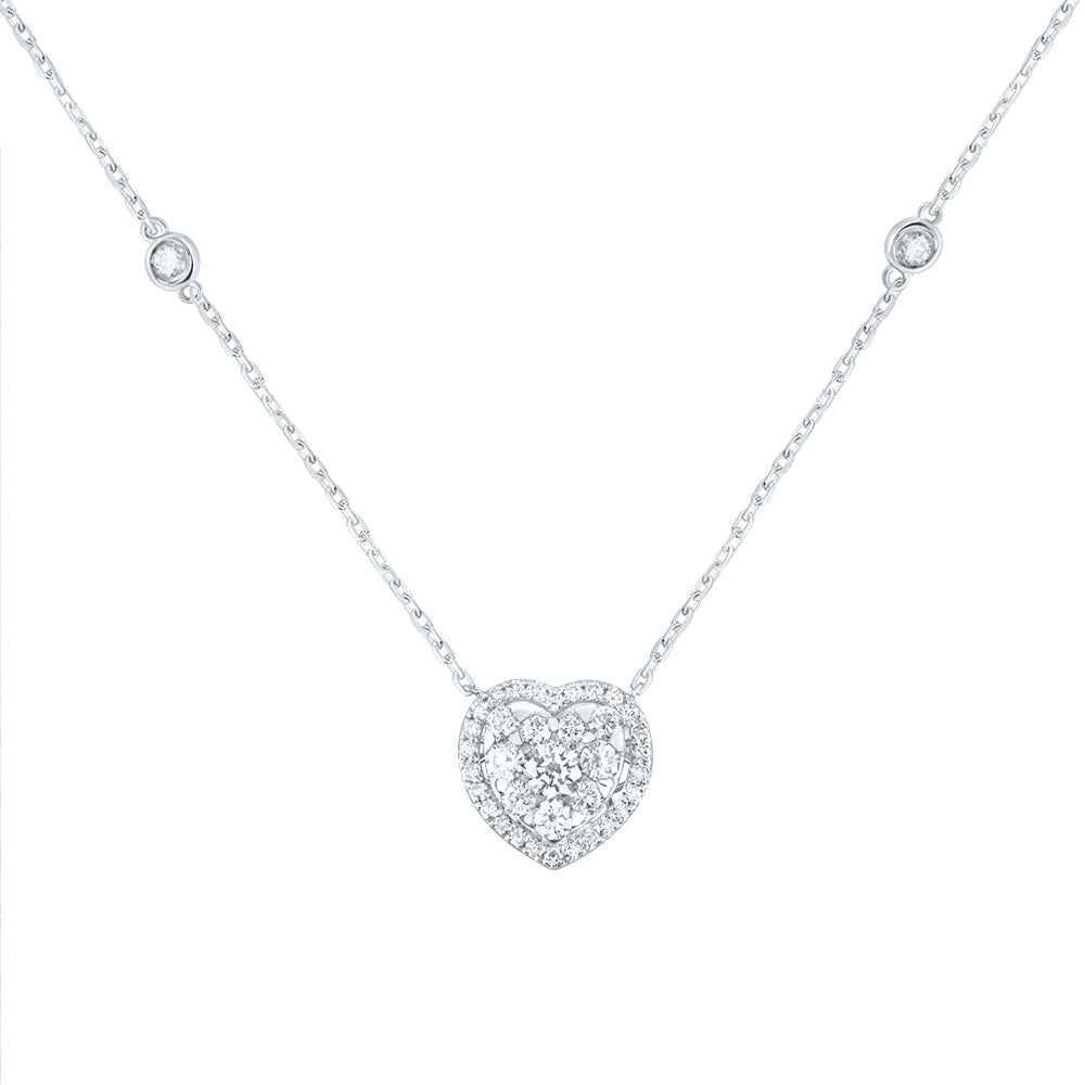 3/4CTW-DIA ANA M FASHION HEART NECKLACE(18 INCH)