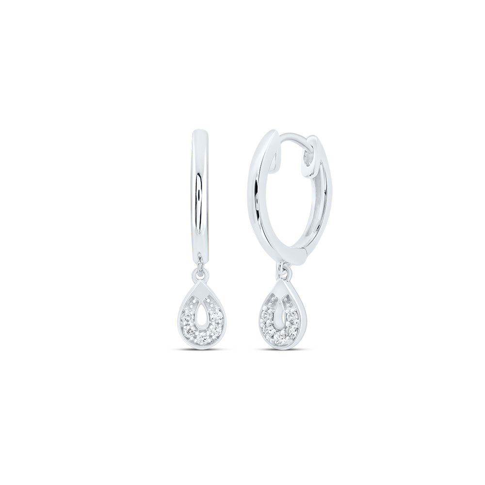 1/12CTW-DIA NK PEAR DANGLING HOOPS EARRING