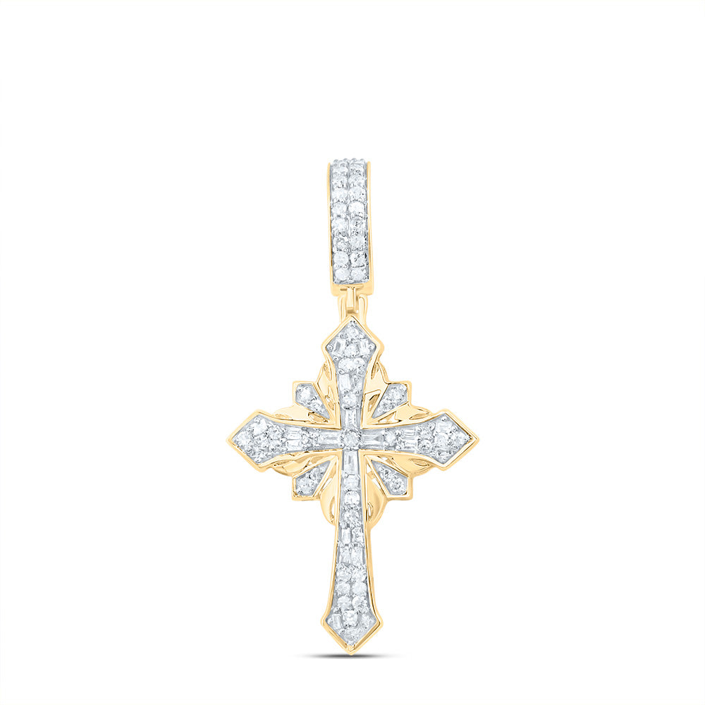 3/8 CTW-P1 DIA CROSS MENS CHARM
