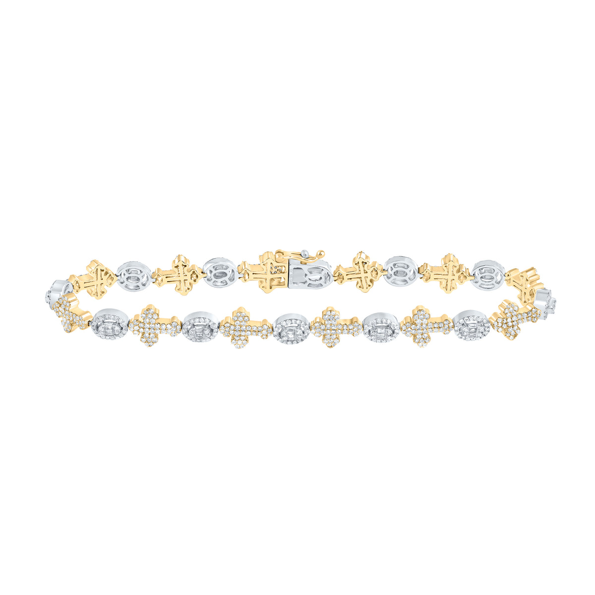 2 5/8CTW-DIA NK CROME CROSS MENS BRACELET (8 INCH)