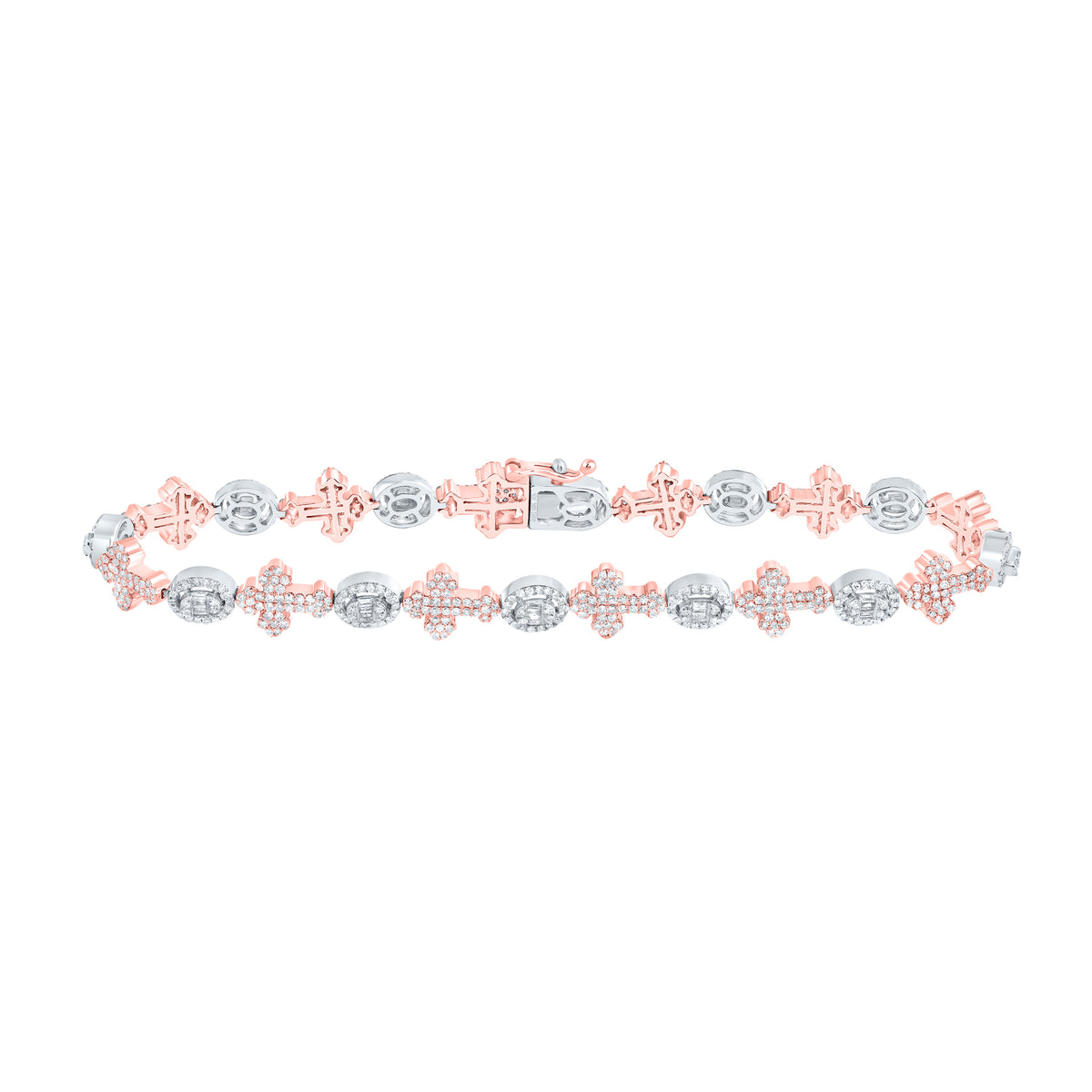 2 5/8CTW-DIA NK CROME CROSS MENS BRACELET (8 INCH)