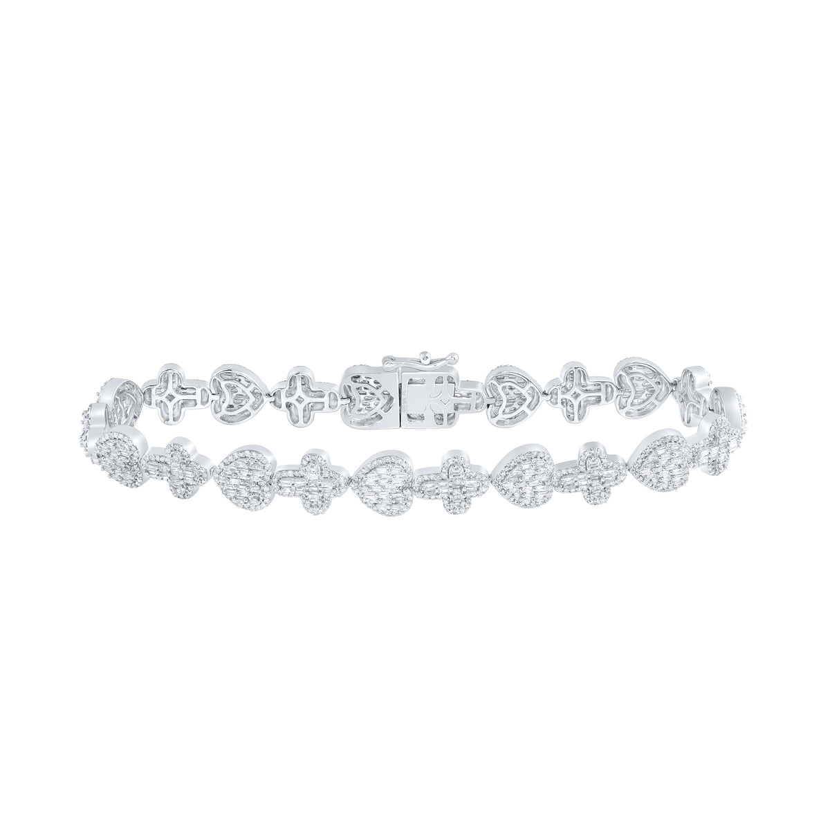 3 1/2CTW-DIA NK CROME HEART CROSS BRACELET (8 INCH)