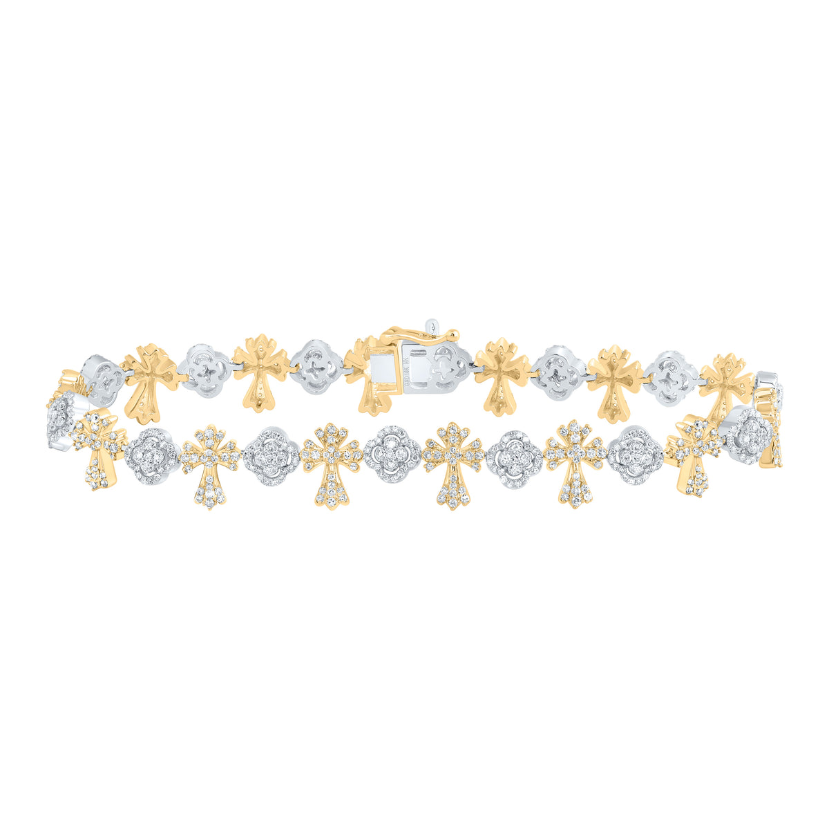 2 3/8CTW-DIA NK CROME CROSS BRACELET (8 INCH)