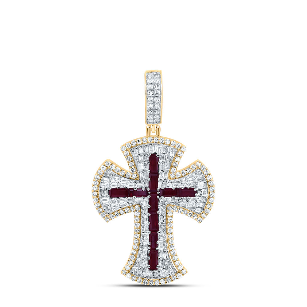 1CTW-DIA NK 1CT-BAG-RU NAT GEM CROSS MENS CHARM