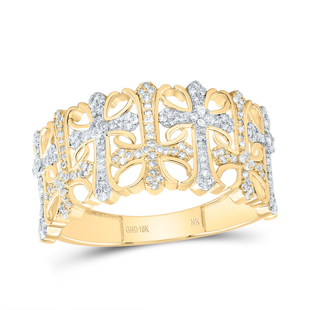 3/8CTW-DIA NK CROME CROSS MENS RING