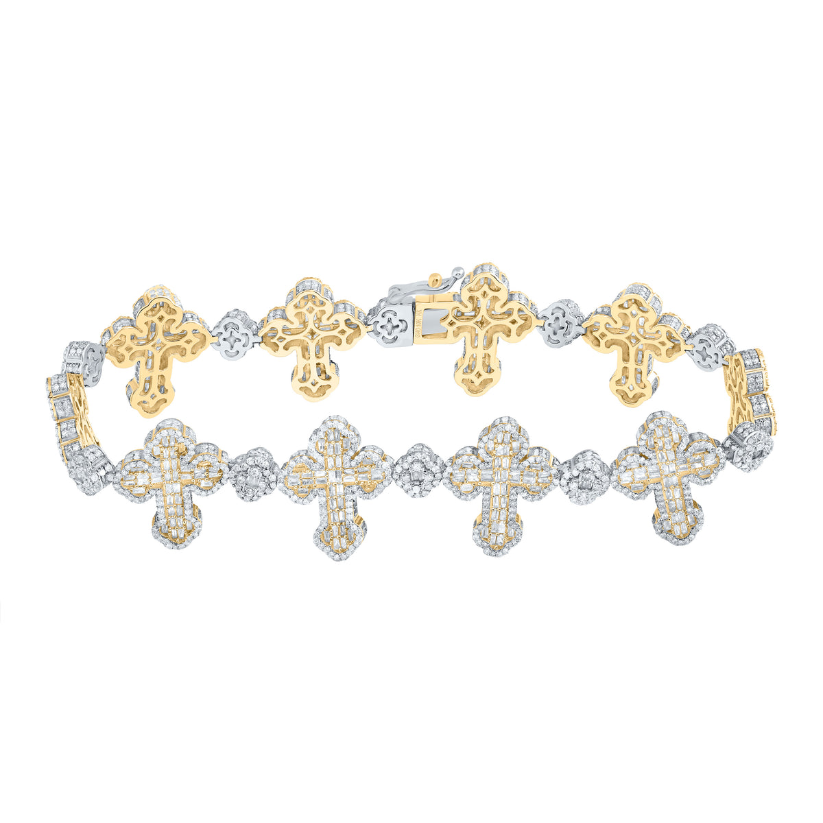 8 CTW-DIA NK CLOVER CROSS MENS BRACELET (8 INCH)
