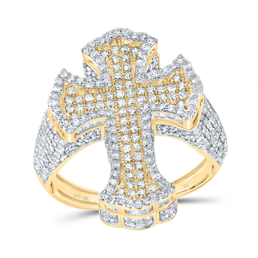 2 5/8CTW-DIA NK CROME CROSS MENS RING