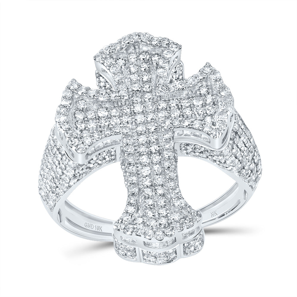 2 5/8CTW-DIA NK CROME CROSS MENS RING