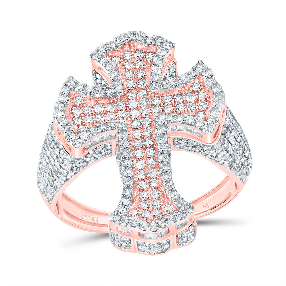 2 5/8CTW-DIA NK CROME CROSS MENS RING
