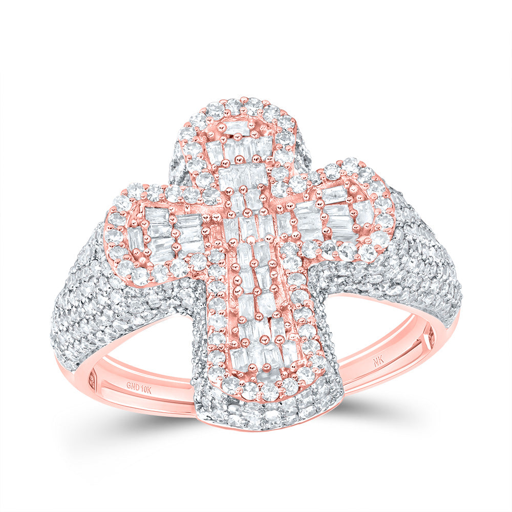 1 7/8CTW-DIA NK CROME CROSS MENS RING