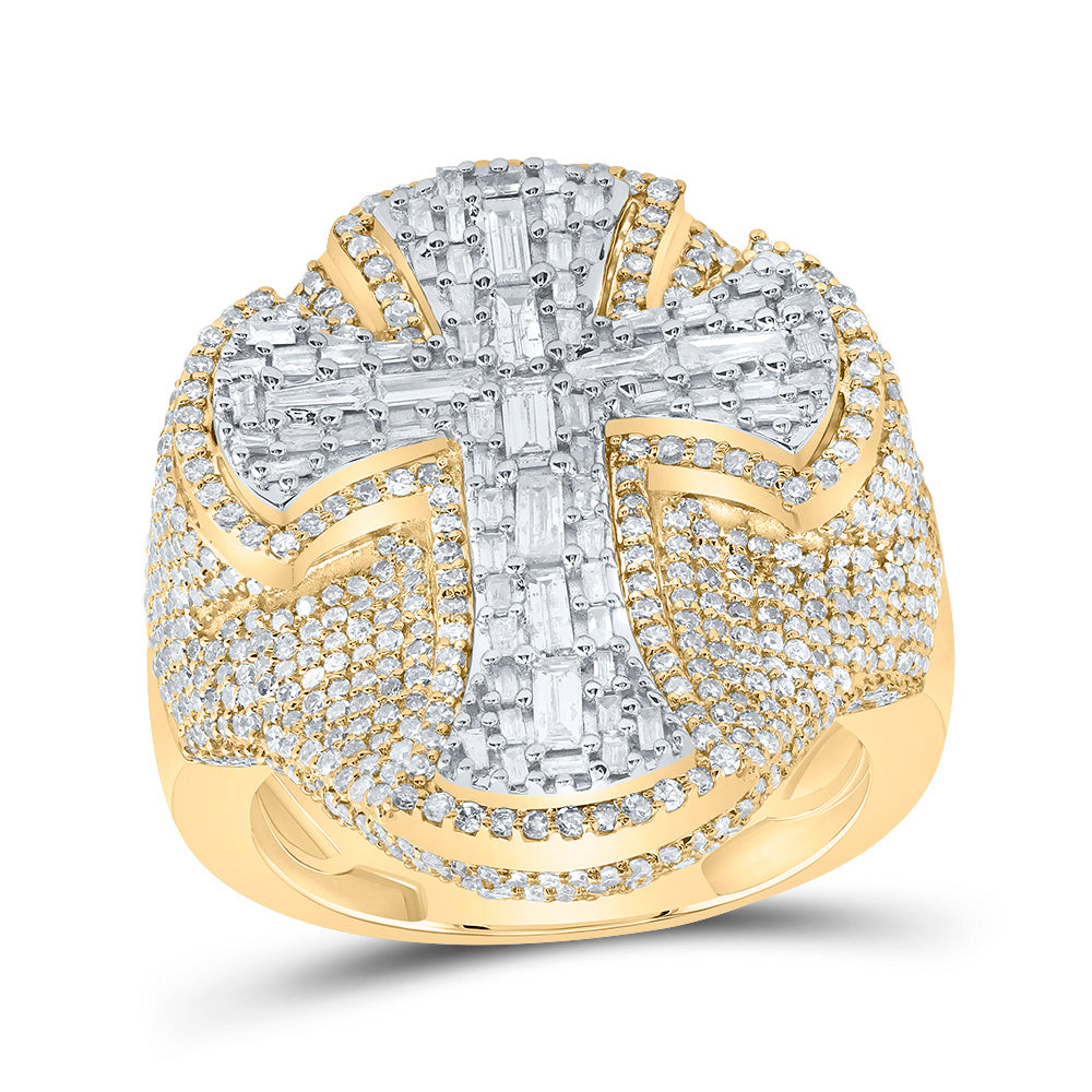 3 CTW-DIA NK CROSS MENS RING