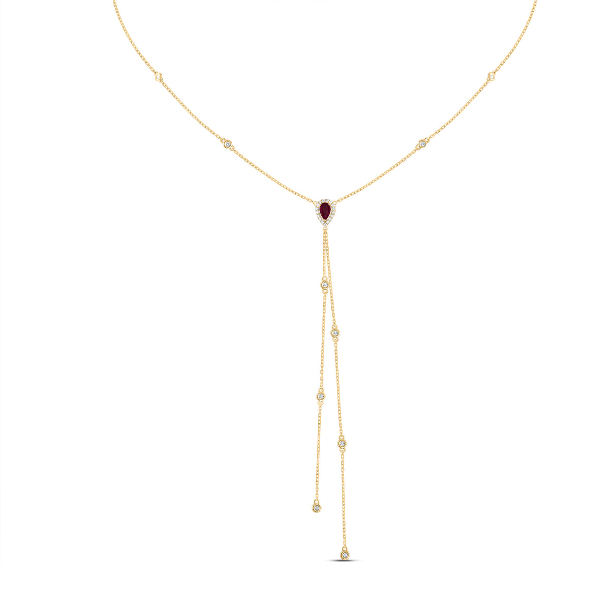 1/4CTW-DIA CN 5X3MM PS-RU NAT GEM NECKLACE(18 INCH)