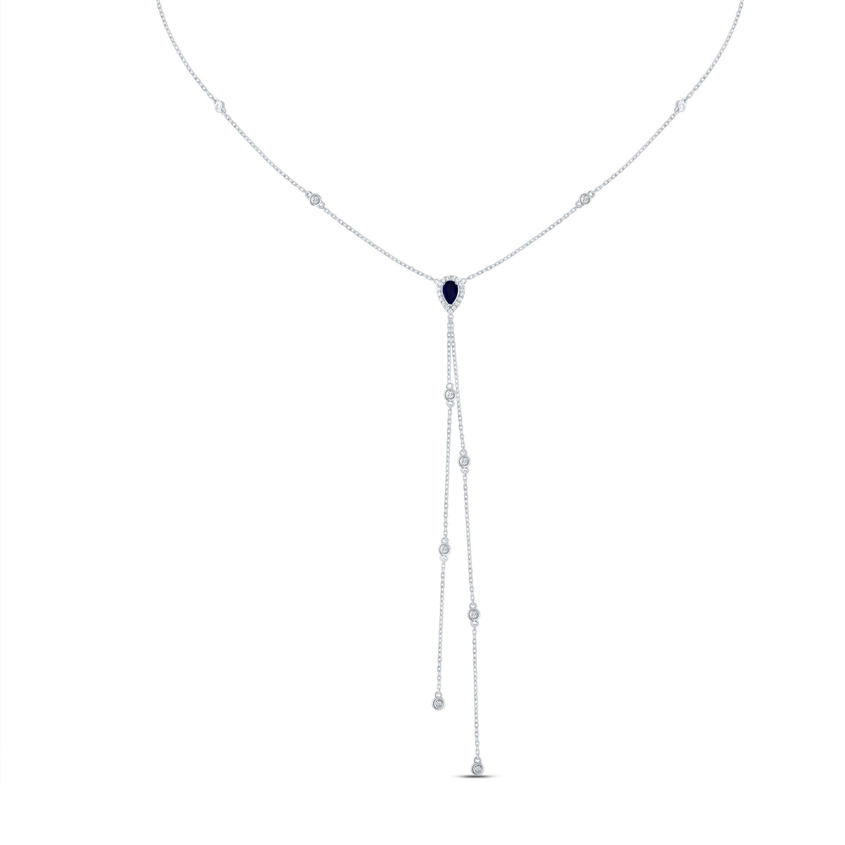 1/4CTW-DIA CN 5X3MM PS-BS NAT GEM NECKLACE (18 INCH)